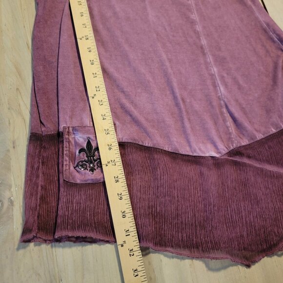 Soft Surroundings Top Oversize Tunic Size S  V-Neck Chiffon Trim Raspberry - Picture 8 of 11